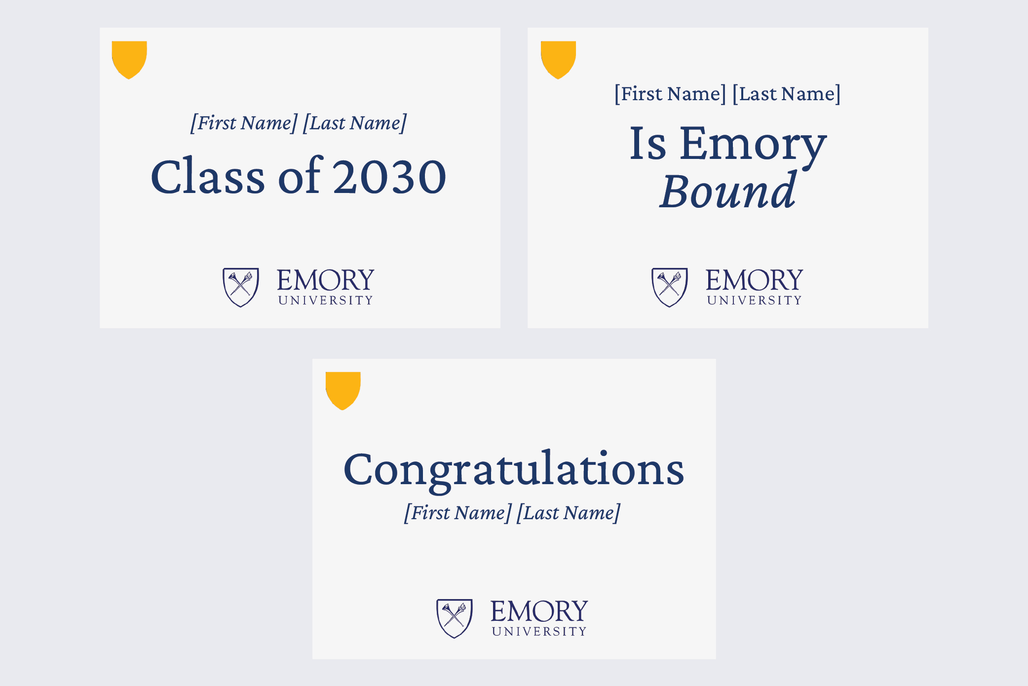 three examples of the customized yard signs available for download